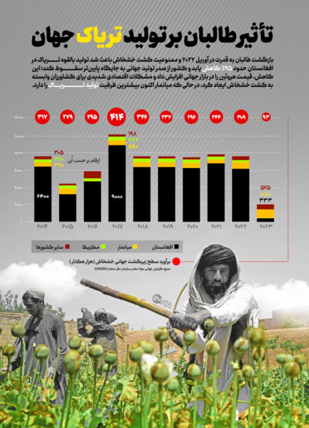 تأثیر طالبان بر تولید تریاک جهان