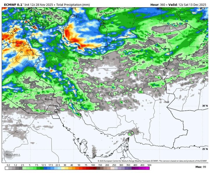 بارش‌های گسترده برف و باران با ورود سامانه بارشی قدرتمند به کشور +نقشه هواشناسی