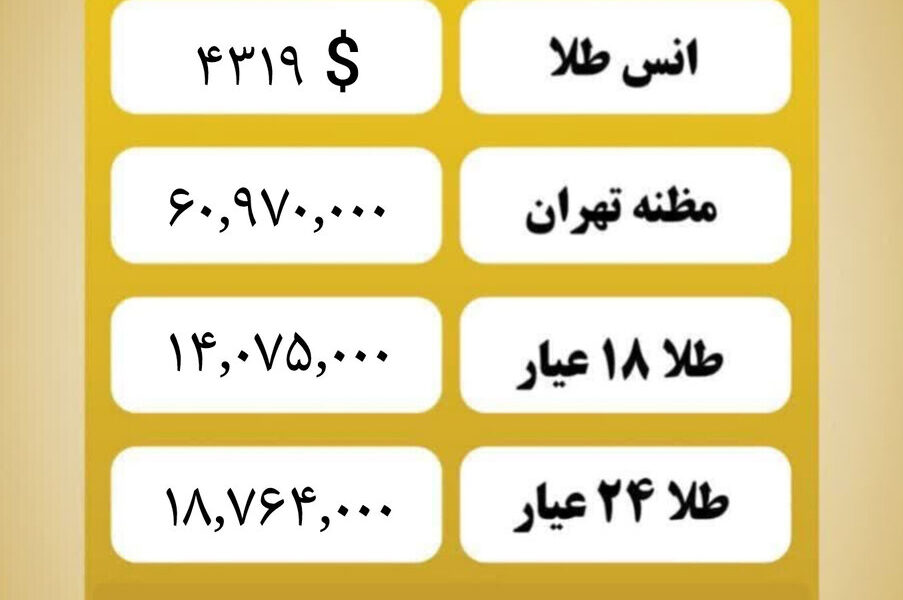 قیمت طلا امروز پنجشنبه ۱۱ دی ۱۴۰۴