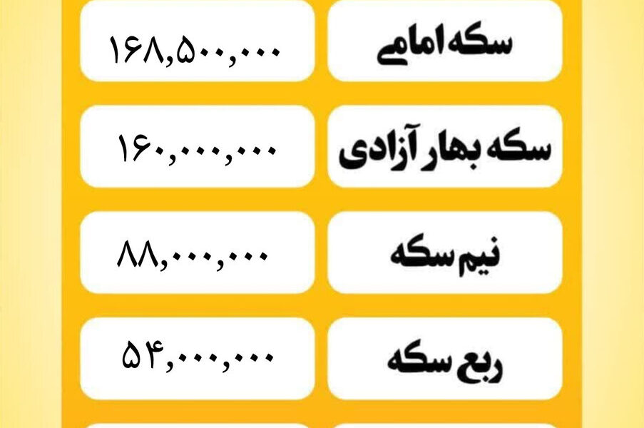 قیمت سکه امروز سه شنبه ۱۶ دی ۱۴۰۴
