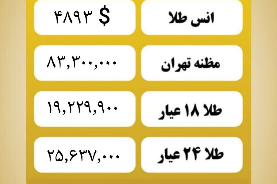 قیمت طلا امروز یکشنبه ۱۲ بهمن۱۴۰۴