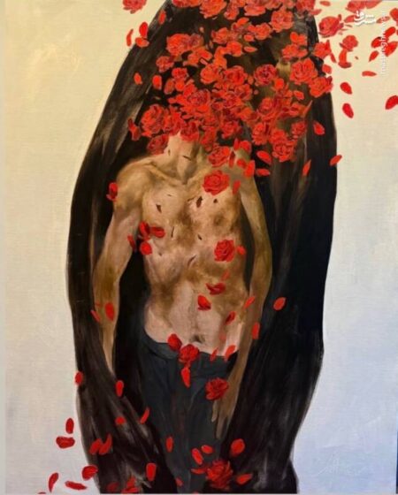 عکس/ رونمایی از نقاشی جدید روح الامین با عنوان "شهید امنیت"