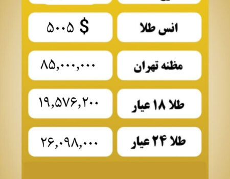قیمت طلا امروز دوشنبه ۲۰بهمن ۱۴۰۴