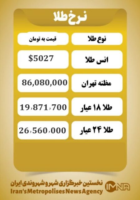 قیمت طلا امروز سه شنبه ۲۱ بهمن ۱۴۰۴