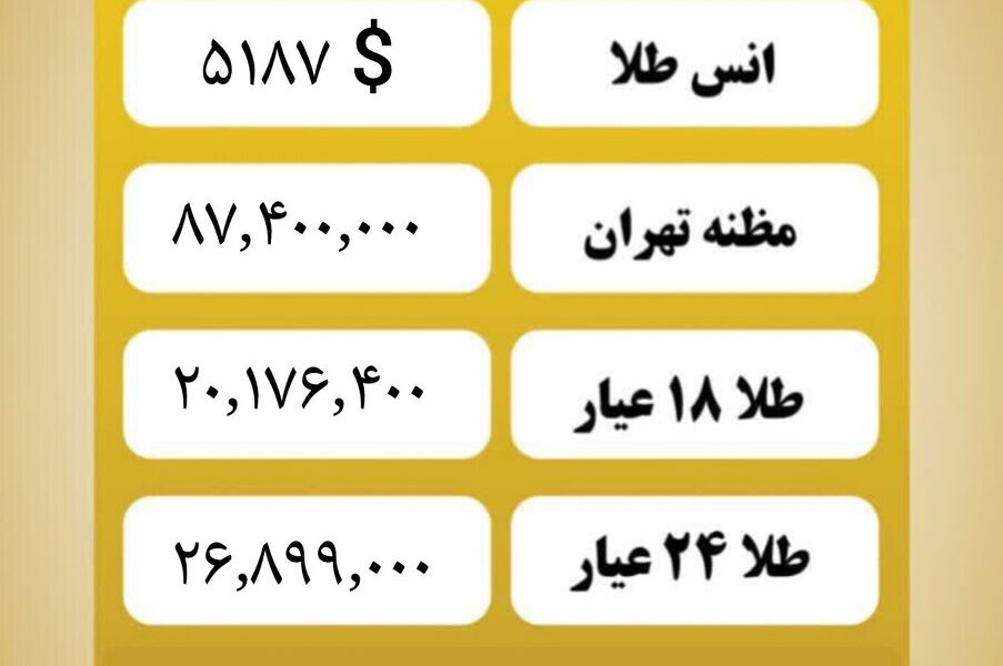 قیمت طلا امروز پنجشنبه ۷ اسفند ۱۴۰۴