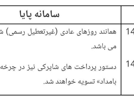 ساعات کاری سامانه پایا در ایام تشییع و خاکسپاری رهبر شهید انقلاب اعلام شد